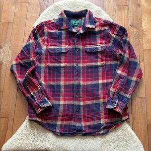 Woolrich heavy cotton plaid shacket, shirt, red and blue, men’s medium